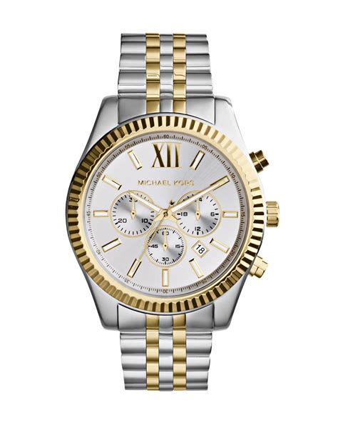 michael kors two-tone watch ladies|michael kors lexington chronograph watch.